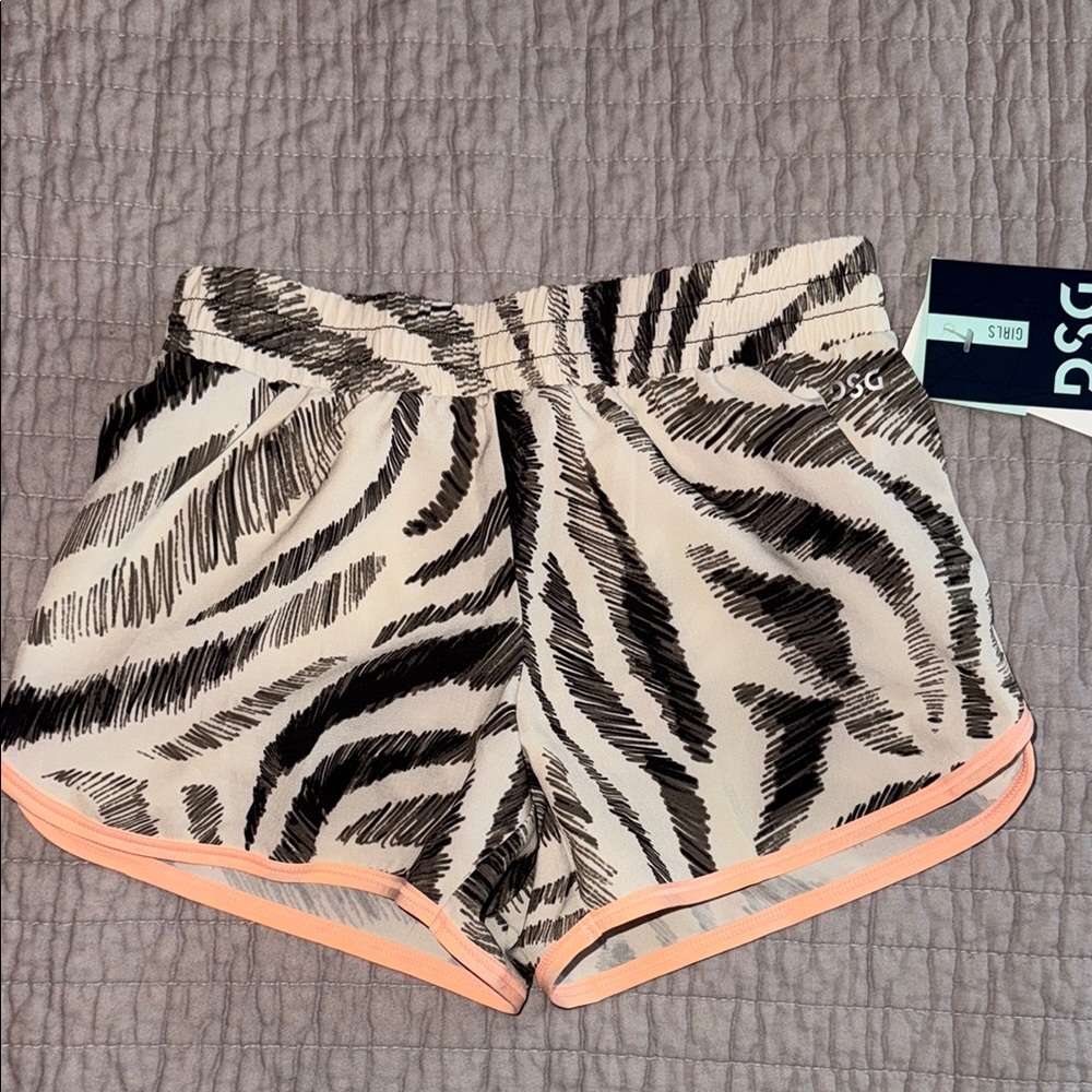 DSG Girls XS Zebra Print Shorts - Black and Cream